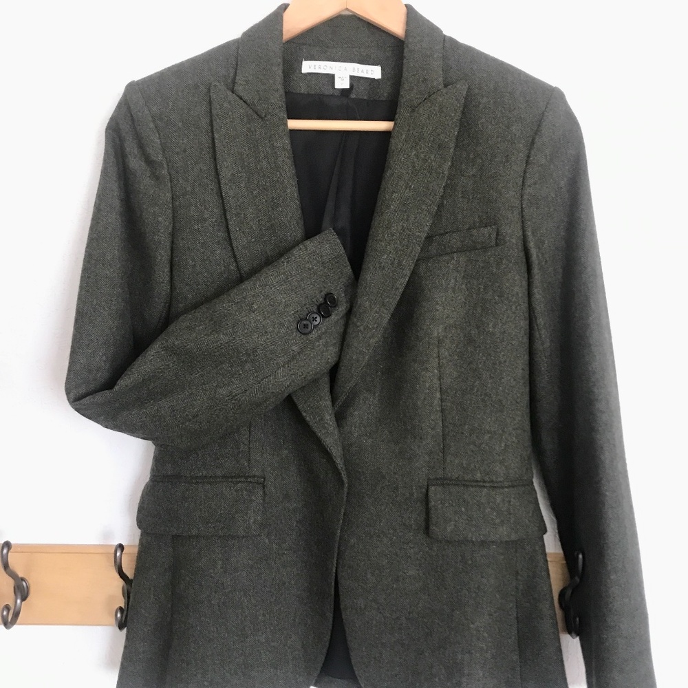 Veronica Beard Classic Jacket, Green Tweed, Size 6